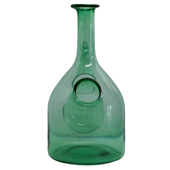 BOttiglia Vintage Green Italian Glass hand Blown Multi Opening large Carafe - Picture 3 of 9